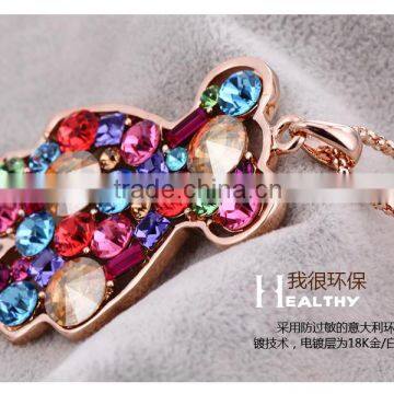 OUXI 2016 New-arrival Teddy Bear Coloful Sweater Chain With Austrian Crystal Decorative Chain for Garment 10494