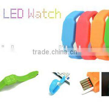 led wristband usb watch, silicone bracelet usb flash drive watch, novelty wrist watch