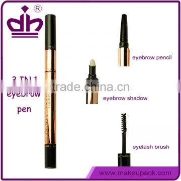 High quality 3 in 1 eye shadow brush empty eyebrow pen for sale