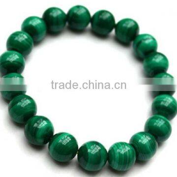 10mm natural rare malachite smooth round beads stretch bracelets