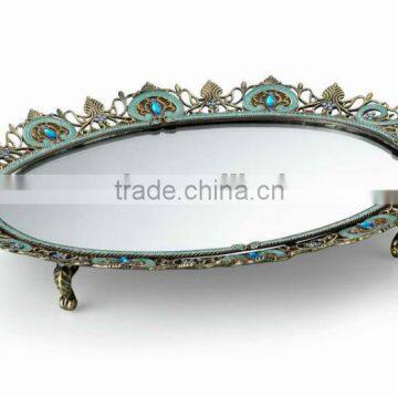 RORO Clasic Pattern enamel metal tray salver home decoration