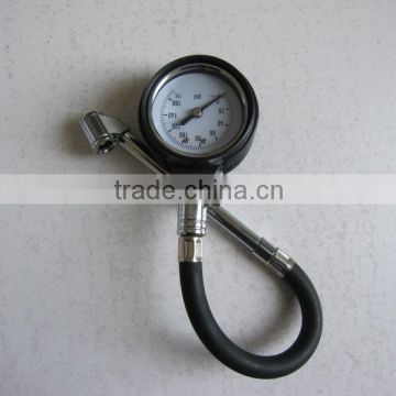 Hot selling, metal,YD-601dial tire gauge with flexible hose,tire gauge with flexible pipe