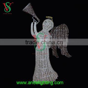 3D motif lighted white clear angel sculpt outdoor decoration led light