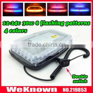 DC12V-24V 36 LED 36W Magnets Emergency Strobe Light bar Amber/Blue, 8 Flash way LED warning Light