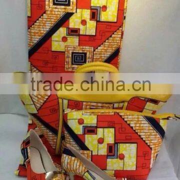 2016 Haniye latest yellow+orange wax matching bag beautiful hollandaia wax with bag ankara wax bags /DFAWB-8