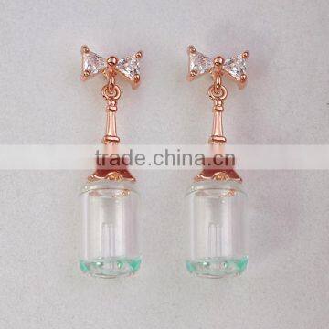 MUB 2015 new model earrings fashion hot sale copper zircon earring beautiful perfume pendant earring