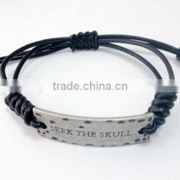 Fashion engraved braided leather bracelets,Dongguan factory.