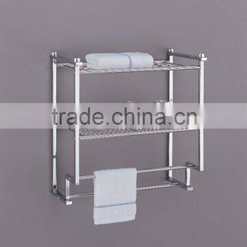 2 Tier bathroom metal wall mount shelf storage rack