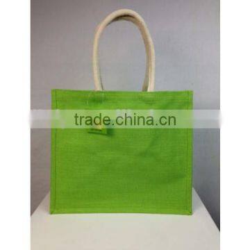 Green Burlap Padded Beach Shopping Jute Bag with handles