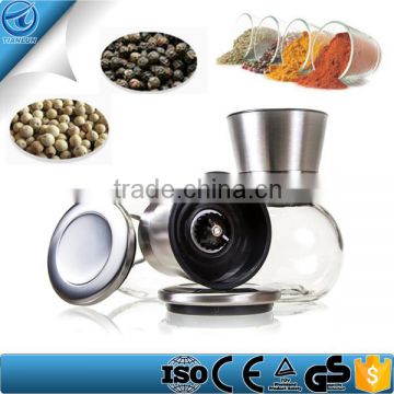 Glass Round Body, Adjustable Ceramic Rotor ,Stainless Steel Salt And Pepper Grinder Set ,Spice Grinder