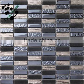 SMP15 Irregular linear mosaic tiles Cheap price mosaic sheet Cracked crystal glass mosaic