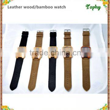 100% nature Handcrafted Wood Watch With Genuine Leatehr Band 2016 newest innovate design