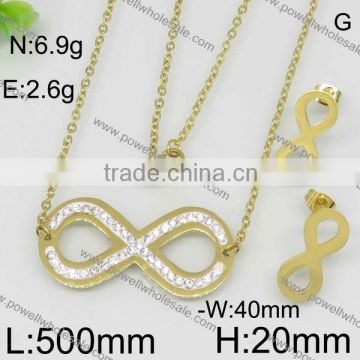 Fashion number 8 gold and steel color alibaba express jewelry set