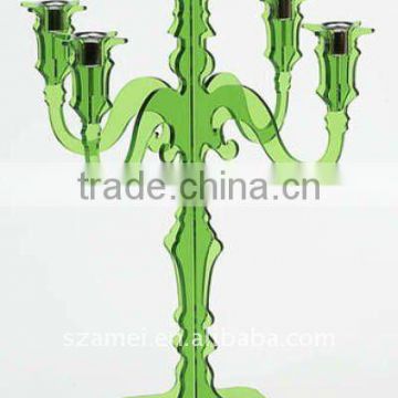 hot sale green acrylic 5-lights candelabra,5 candle holder