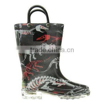 Children Dino Fossils Light-Up PVC Rain Boots