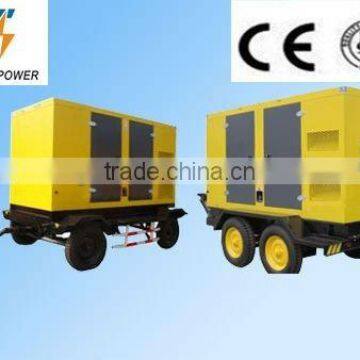 trailer mounted generator with double axle and 4 wheels