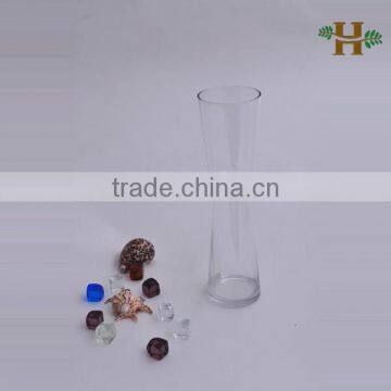 Handmade clear special shaped glass vase, flat round flower decoration glassware