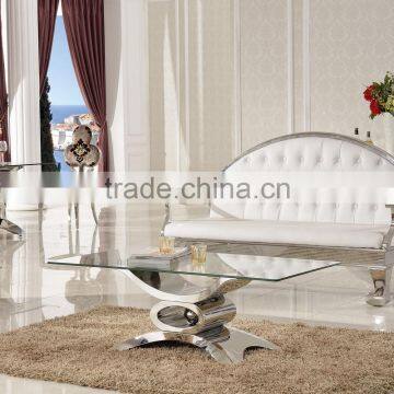 C346 Modern Design Stainless Steel Glass Coffee Table photo-2