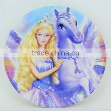 Carton girl theme paper plate