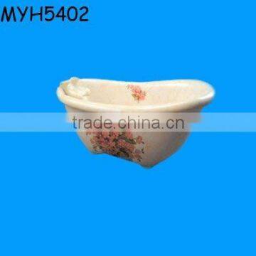 Beautiful flowers Bathtub shaped Ceramic Soap Dish