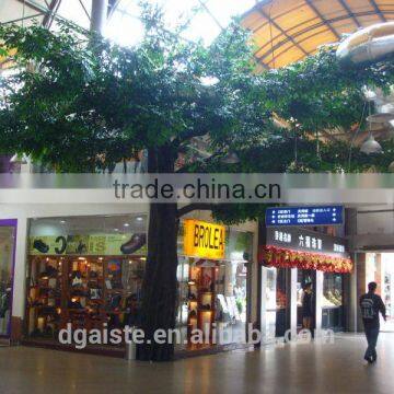 shop decoration 5m Height fiberglass trunk rubber leaf indoor Artificial green live ficus banyan tree plants ELRS08