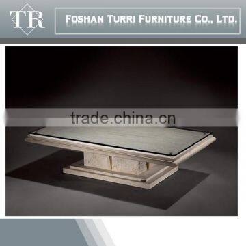 Large Hand Craved Natural Travertine Round Tea Table photo-5