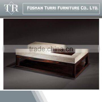 Italian Vintage Ebony Veneer Base With Travertine Top Coffee Table photo-6