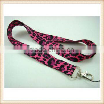 Red Animal Leopard Printed Neck Lanyard Strap Cell Mobile Phone ID Card Keychain