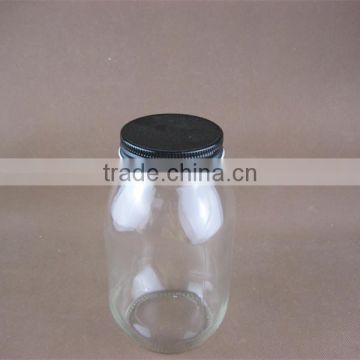 black iron lid different size and different volume glass jar with lid