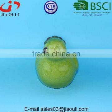 BSCI Factory Ceramic Bird Figurines, Crakle Glazed Green Bird Flower Pot photo-2