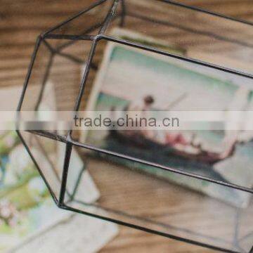 Large Wedding Card Holder Glass Box Mailbox Geometric Terrarium photo-3