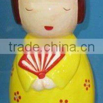 ceramic Japanese doll money bank