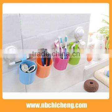 Bathroom Suction Cup Single Hanging Cup Rack Multi-colored Storage Box Wash Cup photo-2