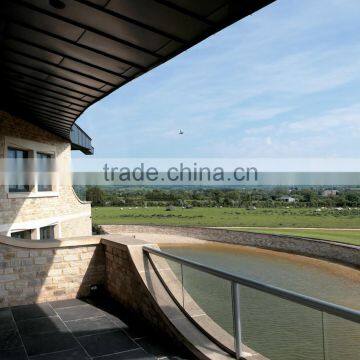 Stainless Steel Glass Balcony Design - U Profile Glass Railing Steel Frame Balcony