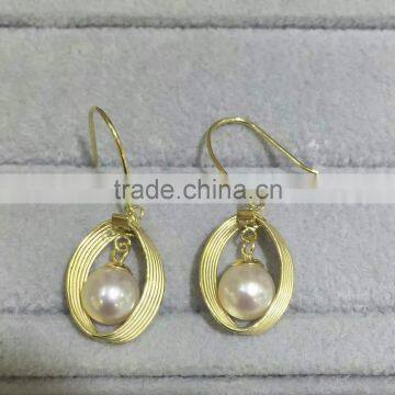 latest designs of 6-6.5mm white Akoya pearls earring