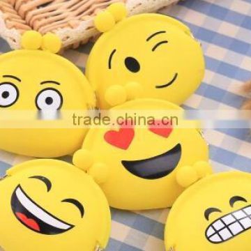 2017 lastest design cute ladies silicone emoji coin purse bag