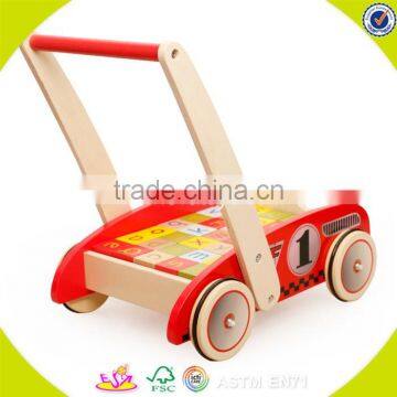 2017 Wholesale Preschool Wooden Baby Walker With Blocks New Design Colorful Wooden Baby Walker With Blocks W16E073 photo-6