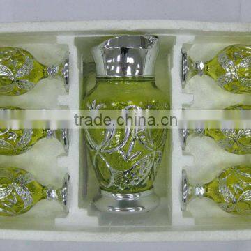 JK022 7pcs Glass Drinking Set with gold deco