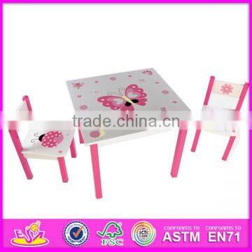 2015 New Wooden Table and Chair for Kids,colorful Cute Design 1 Table and 2 Chairs,wooden Children Table and Chairs Toy W08G125 photo-2