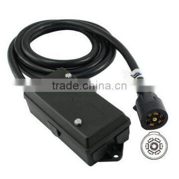 S10371 7-Way 6FT Trailer Plug Cord With 7-Pole Wiring Junction Box - Inline Harness Kit RV Blade Molded Wire Connector photo-2