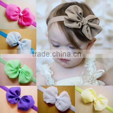 2016 Fancy fashion elastic chiffon bow headband for infantgirl