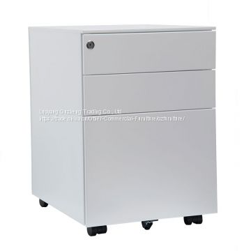 Filing steel mobile cabinet with 3 drawers, fold key, Size:490x380x500mm, environmal powder coating