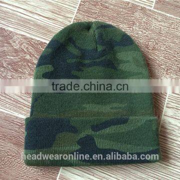 Custom Fashion Cheap Camouflage Knitted Hats With 3D Embroidery photo-4
