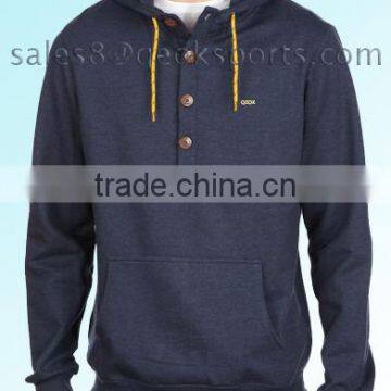 Quarter CVC fleece hoody top with buttons