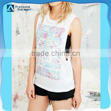 Custom front graphic printing drop armhole tank top for women