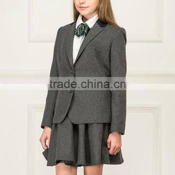 Junior School Girls England Style Grey Colors Coat Jacket Blazer And Skirt photo-4
