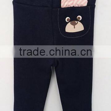 Cute Baby Girls Navy and Pink Embroidered Pants for Winter photo-2