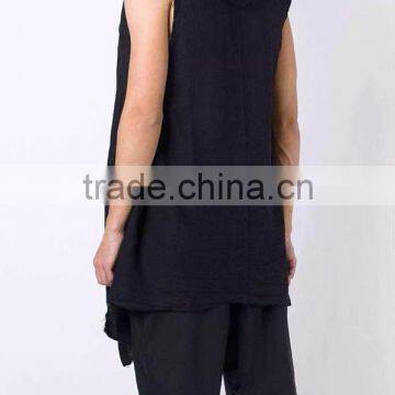 Unique Designer Mens Vest Extended 2016 Spring Streetwear Fashion Men's Vest With Hood photo-2