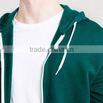 Men's Plain Teal 100% Polyester Zip up Pocket Hoodies photo-3