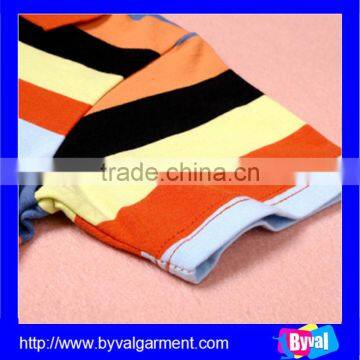OEM High Quality Cotton 180g Orange Kids Striped Short Sleeve Polo Shirt photo-4